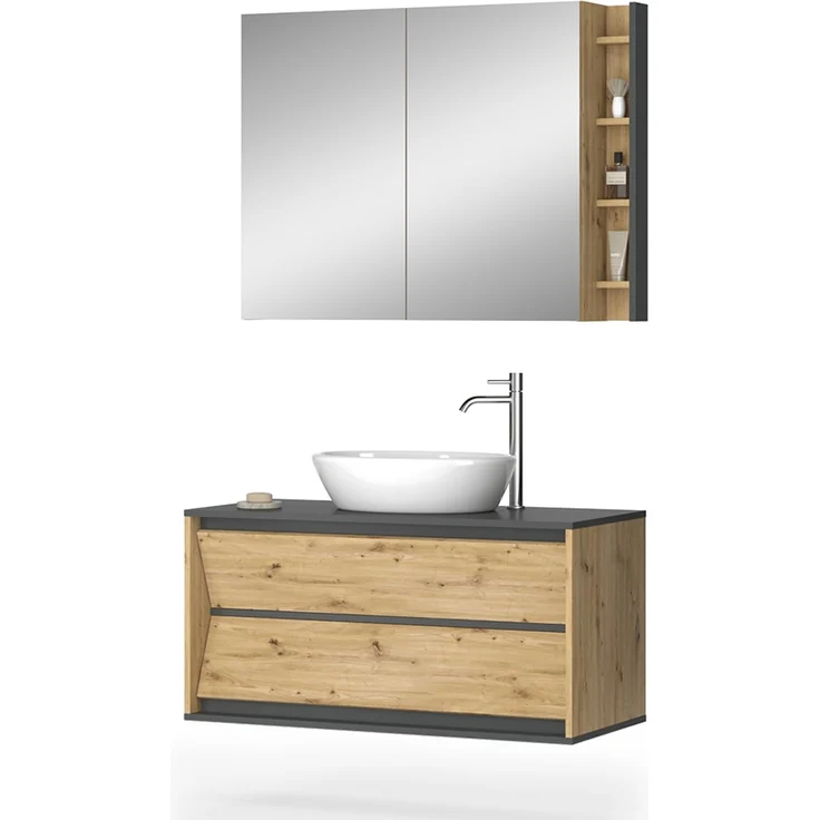 Badmöbel-Set Edelin Anthrazit/Artisan-Eiche 2-teilig Vicco – Bild 6