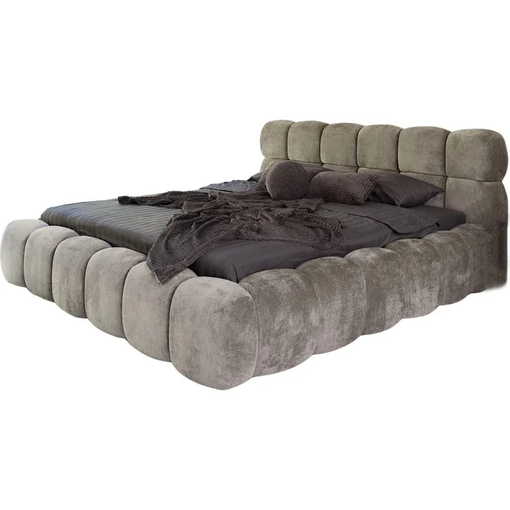 Compleo Polsterbett Cloud Bett, Bett mit gepolstertem Kopfteil ELVA (Chenille-Stoff), Schlafzimmer Bett modern, Doppelbett gepolstert, Wolkenbett – Bild 2