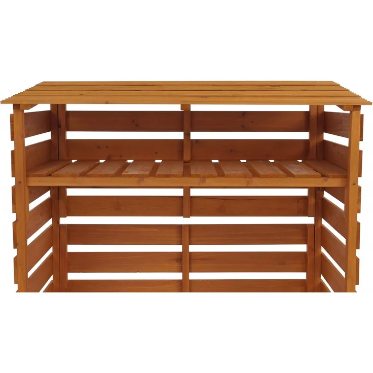 Brennholzlager HWC-Q16, Kamin-/Feuerholzregal Holzlager Holzunterstand, Ablage Holz Tanne FSC® 121x122x61cm ~ natur – Bild 6