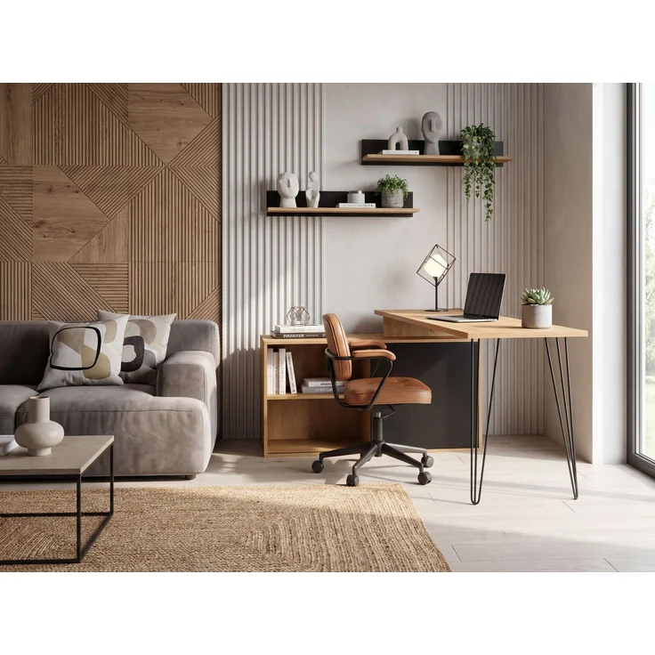 FINEBUY Schreibtisch FB116775 Eckschreibtisch Schreibtischkombination mit Schrank L Form (Moderner Eckschreibtisch im Industrie-Design), Viel Stauraum durch integriertes Sideboard – Bild 2