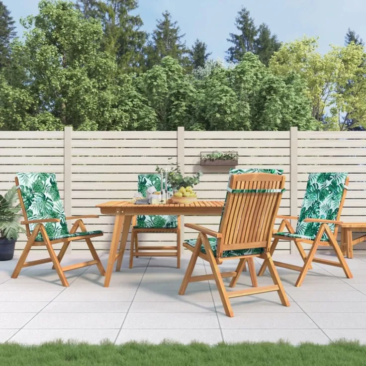 vidaXL Gartenstühle mit Kissen 4 Stk. Massivholz Teak 3196475