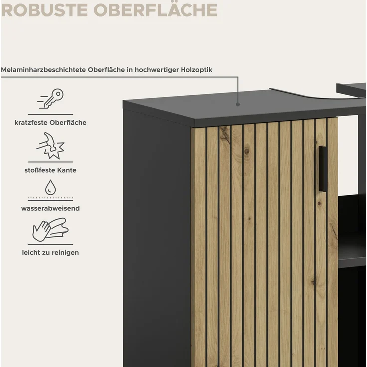 Badkombination B/H/T: 155x180x30 cm in Basalt Nachbildung und -- – Bild 9