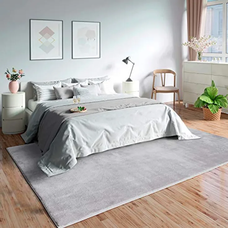 Mia's Teppiche Olivia Wohnzimmer/Schlafzimmer Teppich - waschbar - 200x280 cm, Grau