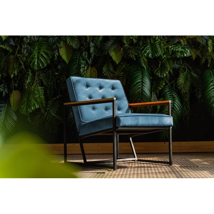 KAWOLA Sessel ARLY Polstersessel Bezug Velvet petrol 80 x 80 x 63 cm – Bild 1