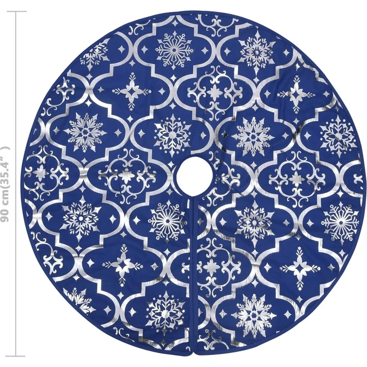 vidaXL Luxus-Weihnachtsbaumdecke mit Socke Blau 90 cm Stoff 330278 – Bild 8