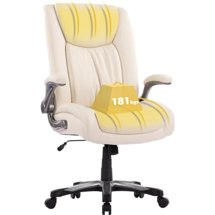 COLAMY Chefsessel Bürostuhl 181kg, Großer Bürostuhl Ergonomisch Leder, Ergonomischer Bürostuhl, Breiter Sitz, Klappbare Armlehnen, Höhenverstellbar Office Chair für das Homeoffice, Ivron – Bild 1