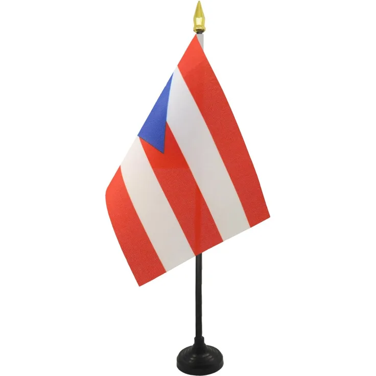 AZ FLAG - Tischflagge Puerto Rico - 15x10 cm Goldene Splitze - Portoriko Tischfahne 10x15 Cm - Flaggen