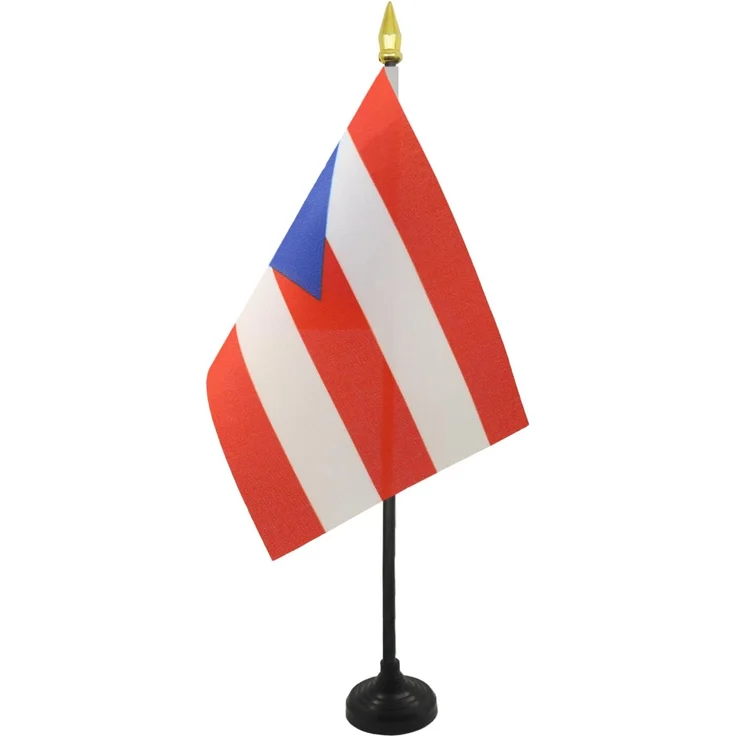 AZ FLAG - Tischflagge Puerto Rico - 15x10 cm Goldene Splitze - Portoriko Tischfahne 10x15 Cm - Flaggen