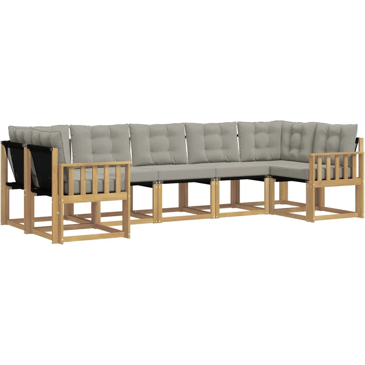 vidaXL Outdoor-Sofagarnitur 7 stk. 7-Sitzer Weiß und Hellgrau 3389833 – Bild 2