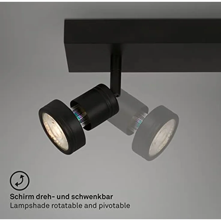 Briloner Leuchten Deckenspot LED, schwenkbare Deckenlampe mit warmweißem Licht (3000K), Schwarz, 320x70x85 mm – Bild 3