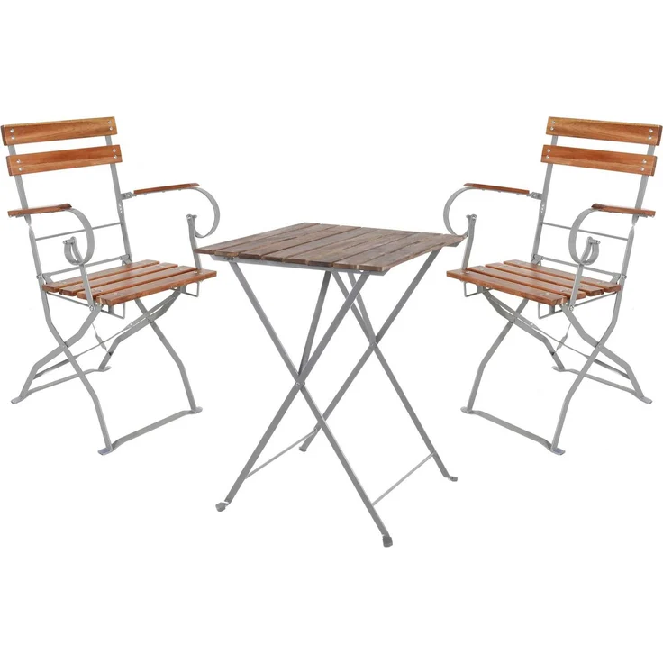 Linder Exclusiv Biergartenstuhl Gartenstuhl mit Armlehnen klappbar Akazie 53,5x47x84 cm – Bild 2
