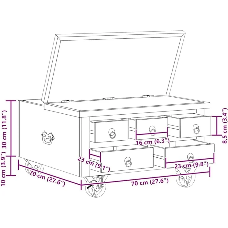 vidaXL Couchtisch Raues Mangoholz 70x70x40 cm 243979 – Bild 3