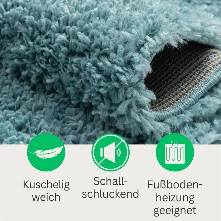 Wohnando Teppich MY-RUG Hochflorteppich Shaggy Star 140x70cm, rechteckig, Höhe: 38 mm, einfarbig, leicht glänzend, extra flauschig – Bild 2
