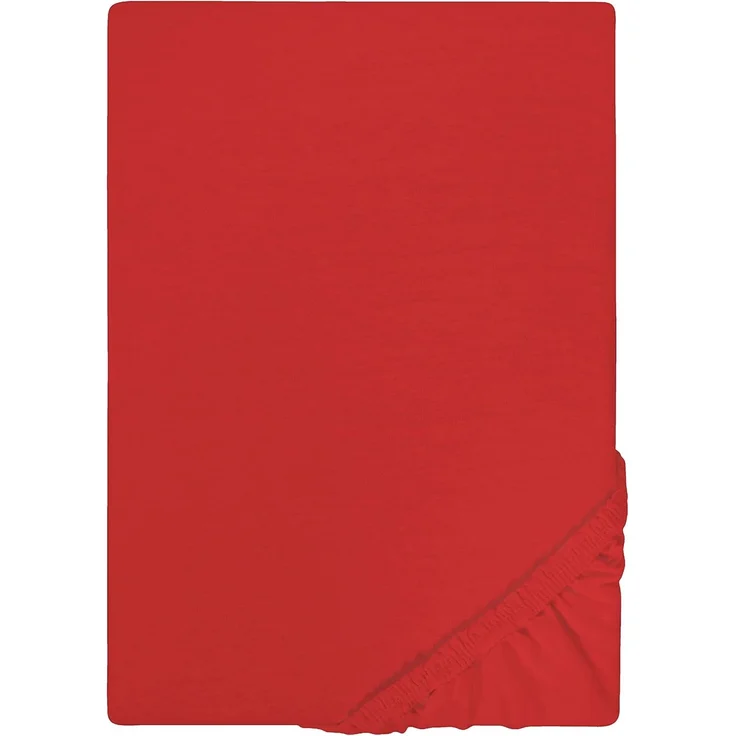 Biberna Jersey-Spannbetttuch, 100 % Baumwolle, Rot, 1x 90x190 cm - 100x200 cm – Bild 1