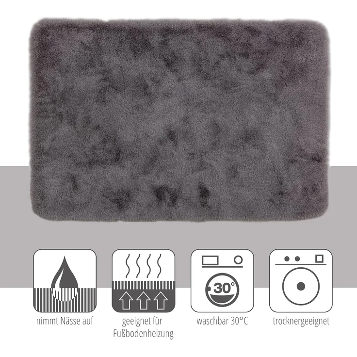 SCHÖNER WOHNEN-Kollektion Badematte Bali, Höhe 29 mm, rutschhemmend beschichtet, fußbodenheizungsgeeignet, Polyester, rechteckig, Fell Haptik, kuschelig, Badezimmerteppich, waschbar – Bild 5