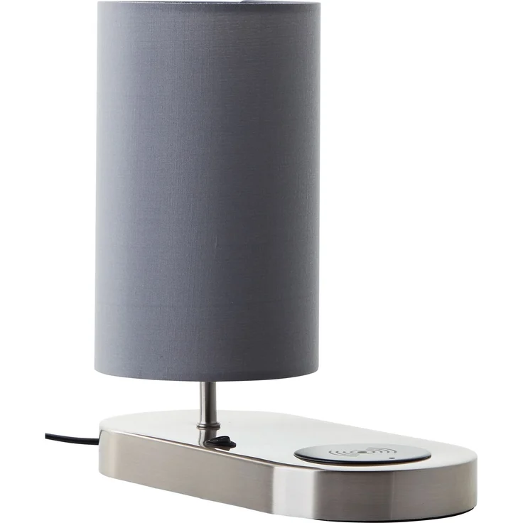 Brilliant Tischleuchte Clarie 60091/68 Schlafzimmer, Wohnzimmer, Flur Metall/Textil Indoor silber - ohne Leuchtmittel – Bild 3