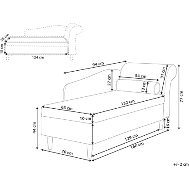 Chaiselongue Samtstoff smaragdgrün rechtsseitig LUIRO – Bild 3