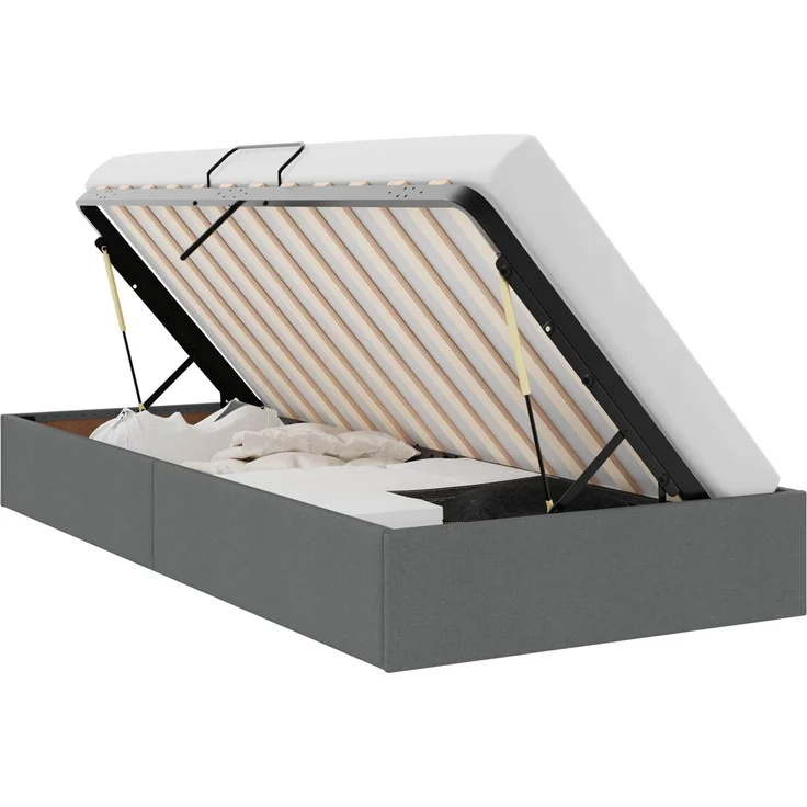 vidaXL Ottoman Bettgestell mit Speicher Dunkelgrau 90 x 190 cm Stoff 3442791 – Bild 2