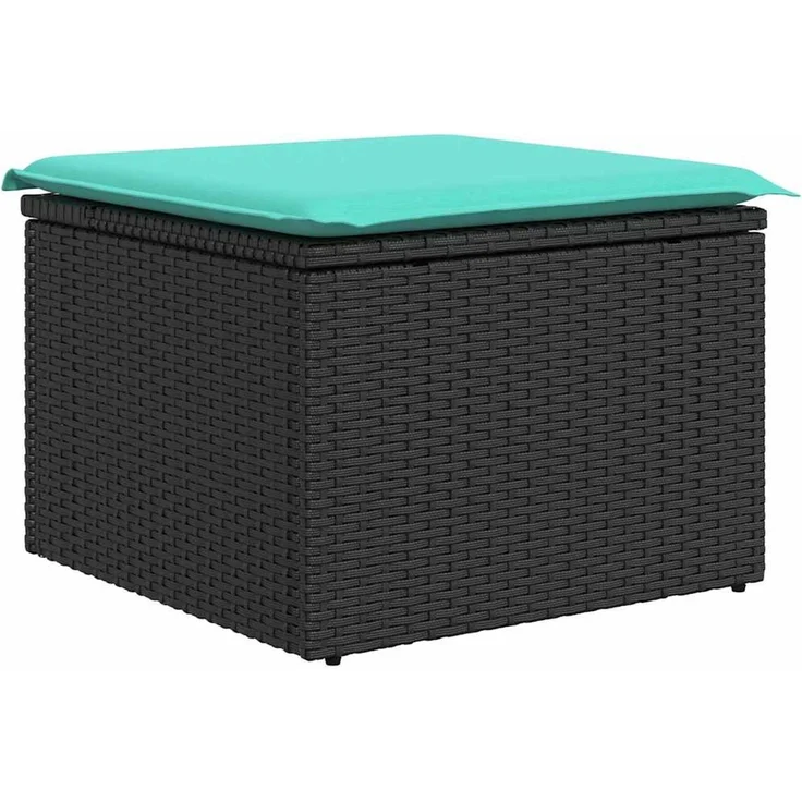 vidaXL Sofa Set mit Kissen 6 pcs Schwarz und Türkis Poly-Rattan 3354785 – Bild 6