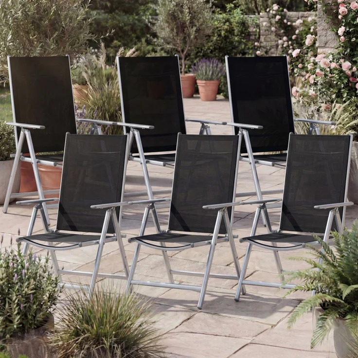CASARIA® Aluminium Gartenstuhl Bern Klappbar Silber 6er Set – Bild 2