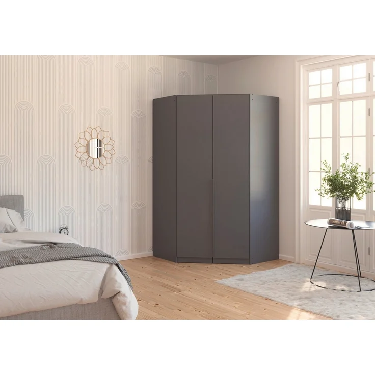OTTO home Eckkleiderschrank Kleiderschrank Schrank Ankleidezimmer Schlafzimmer Garderobe AGORDO (in zwei Griff-Farben, Breite/Tiefe 117x117 cm, Höhen 210/229 cm) voll ausgestattet mit großzügigem Stauraum, 2 Höhen MADE IN GERMANY – Bild 1