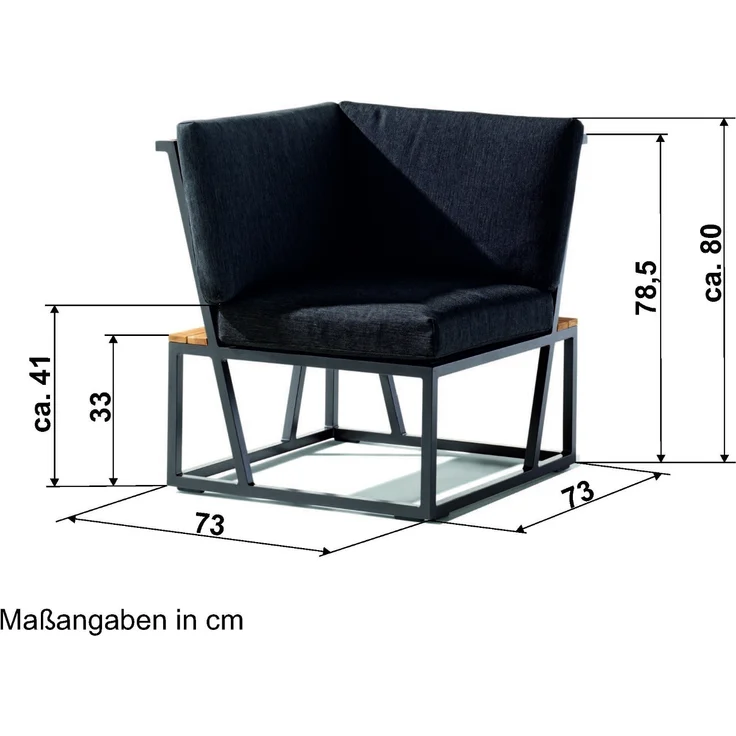 Sieger Havanna Eckteil Eckteil für Loungegruppe, Aluminium Eisengrau, 73 x 78,5 x 73 – Bild 7