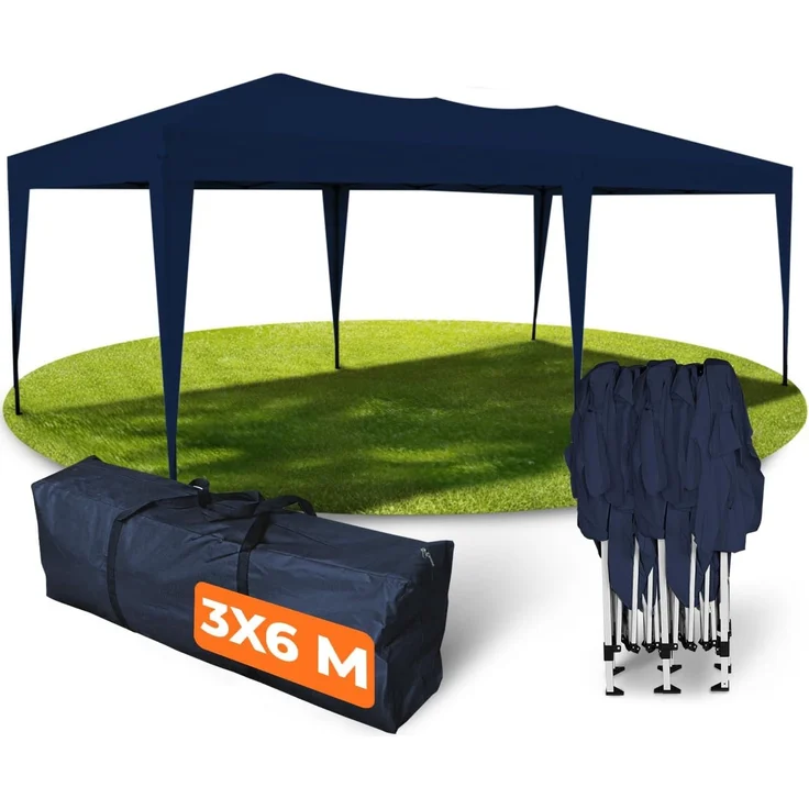 Kronenburg Faltpavillon wasserdicht Pavillon, Gartenzelt, 3x6 m - mit UV Schutz 50+, Blau – Bild 1