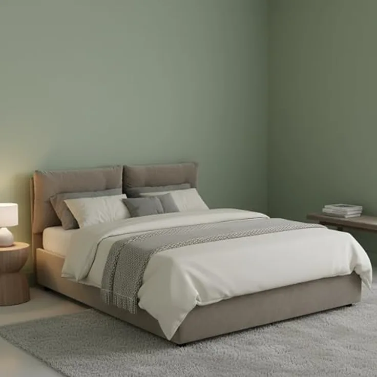 Talamo Italia - Queen-Size-Bett „Angelica“, Stauraumbett mit Stoffbezug, 100 % Made in Italy, Öffnung vorne, inklusive Matratze 120x190 cm, taubengrau
