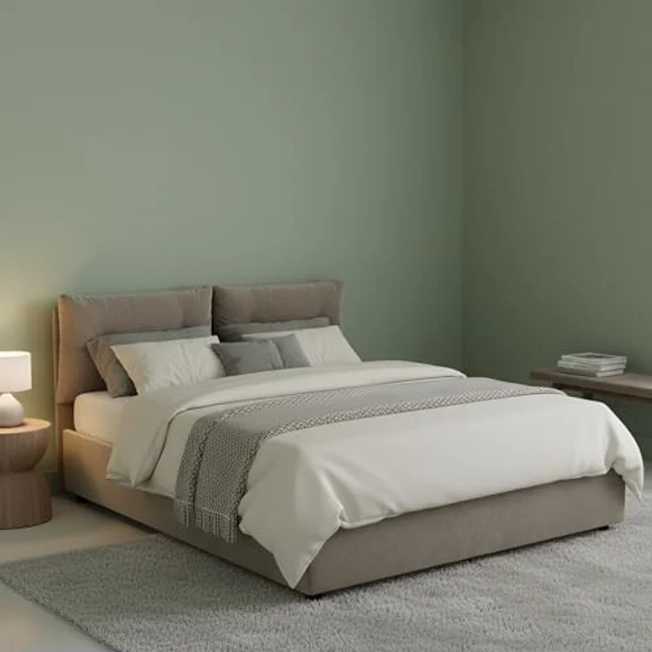 Talamo Italia - Queen-Size-Bett „Angelica“, Stauraumbett mit Stoffbezug, 100 % Made in Italy, Öffnung vorne, inklusive Matratze 120x190 cm, taubengrau – Bild 1