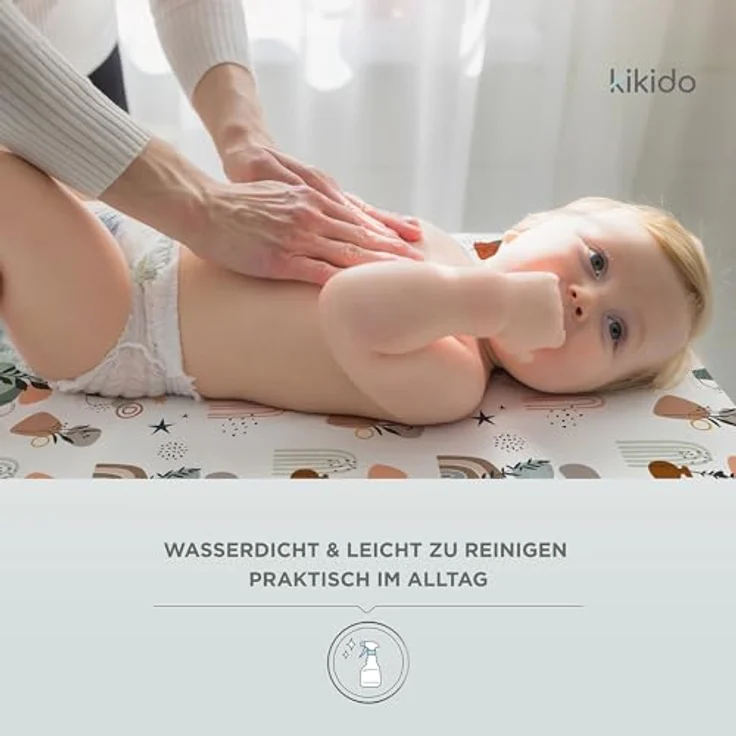 Kikido Wickelauflage 75x70 cm - Heißluftballon - Baby Wickelauflagen Wasserfest, Abwaschbar und Pflegeleicht - Wickelunterlage Weich Tragbare, Leicht zu Reinigen - Universal-Wickelauflage 75x70 – Bild 6