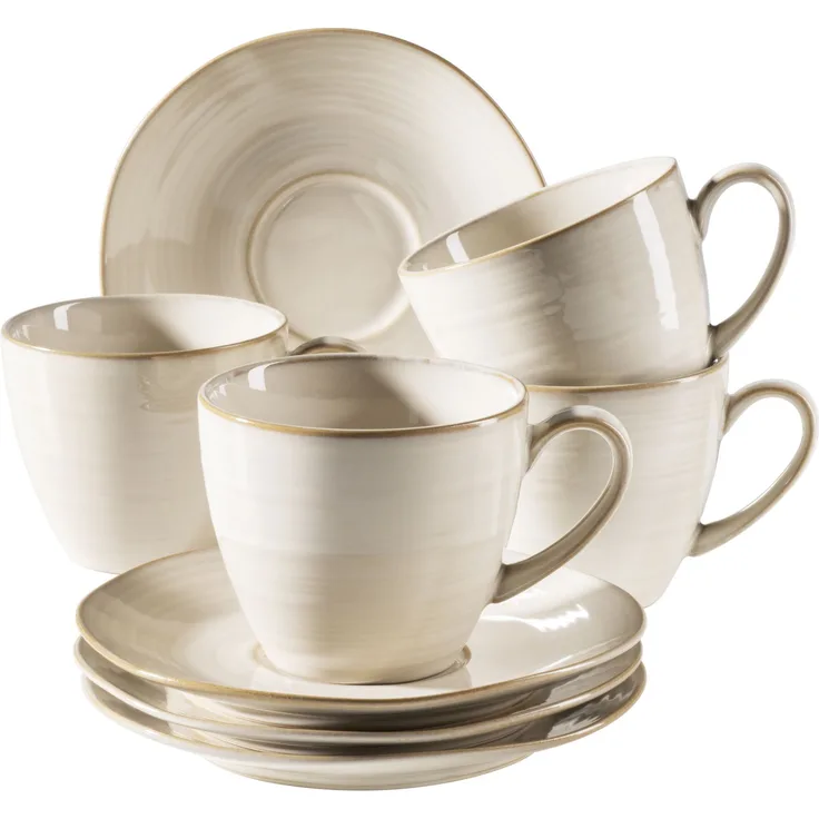 Mäser 931900 Kaffeeservice Nottingham für 4 Personen, Steinzeug, beige (1 Set, 8-teilig)
