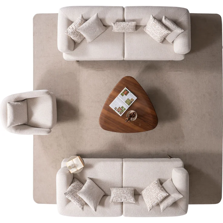 Sitzgruppe/Sofa Set - Wohnzimmergarnitur "Olvina" 3+3+1-Beige – Bild 2