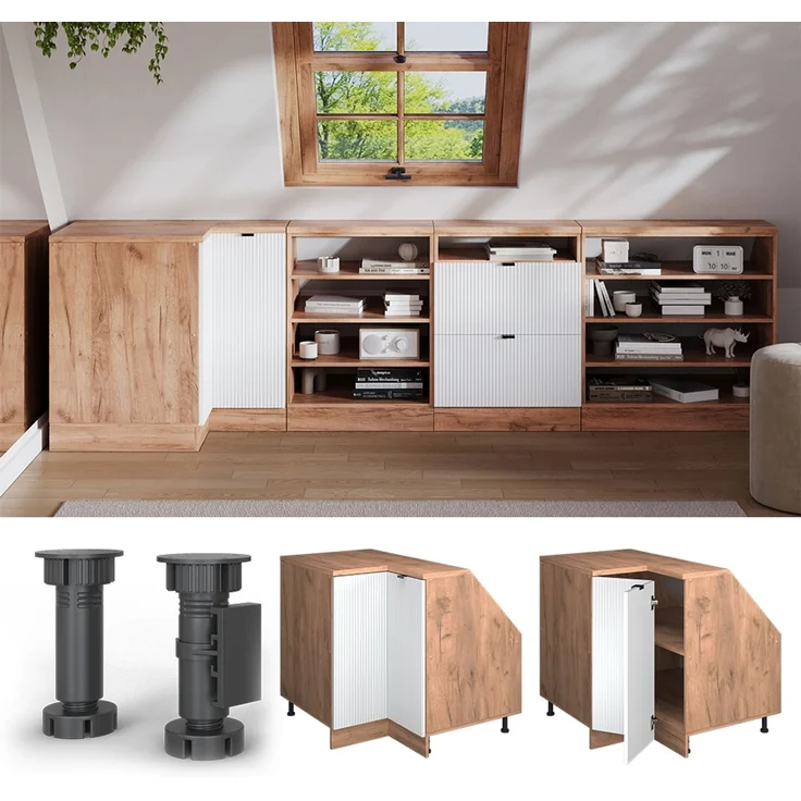 Dachschrägenschrank Eckschrank Rion Weiß Riffel 75.6 x 81.6 cm mit 1 Tür, Schrankkorpus 60 cm Tiefe Vicco – Bild 5