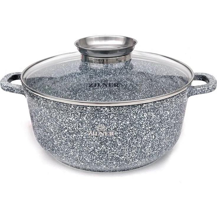 Zilner Topf-Set Graue Töpfe mit Keramik-marmorbeschichtung, Induktionstöpfe, Aluminiumguss (Topfset, 8-tlg, Zeitloses Design des Topfsets. Eine ideale Geschenkidee) – Bild 3