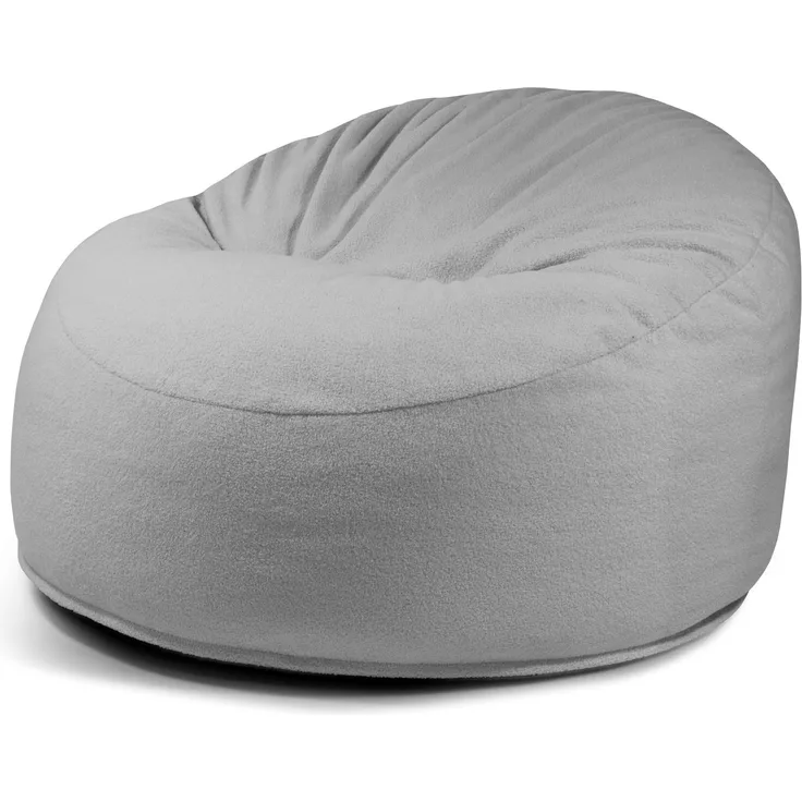 Schaumstoffsitzsack OM110, Bezugsstoff - Teddy, 100% Polyester, White Grey, 75x110x110