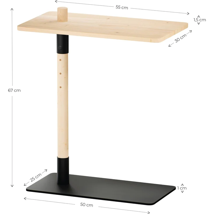 ADJUST TABLE höhenverstellbarer Beistelltisch Kiefer Schwarz lackiert – Bild 4