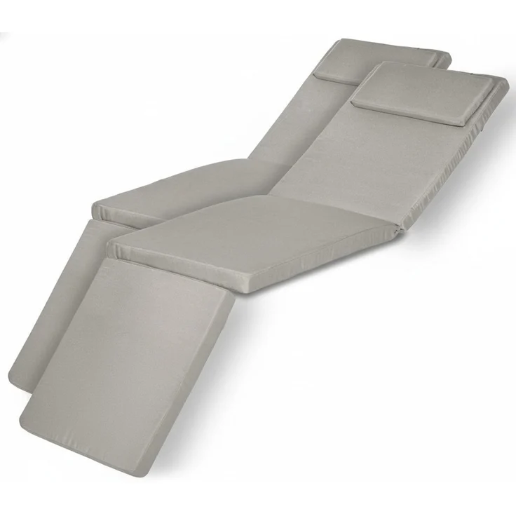 Beautissu Polsterauflage 2er Set Luxus Deckchair Auflage LoftLux DC, 175x45x5cm, Hellgrau, Polsterauflage für Liegestuhl Gartenliege Polster Bezug Abnehmbar – Bild 1