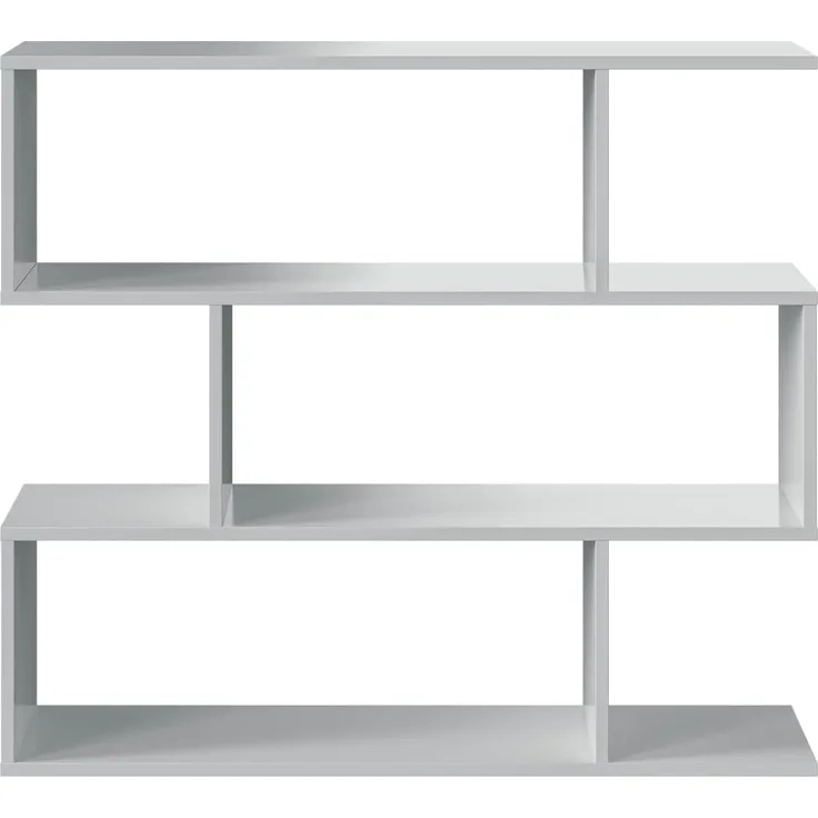 Habitdesign Bücherregal, Modell Athena, weißes Hochglanz-Finish, Maße: 97 cm (Höhe) x 110 cm (Breite) x 24 cm (Tiefe)