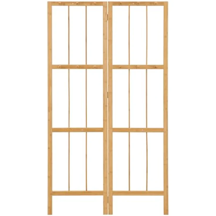 en.casa Eckgarderobe, klappbar aus Bambus, 12 Kleiderhaken, Platzsparend, Natur, 92x165.5x8 cm – Bild 5