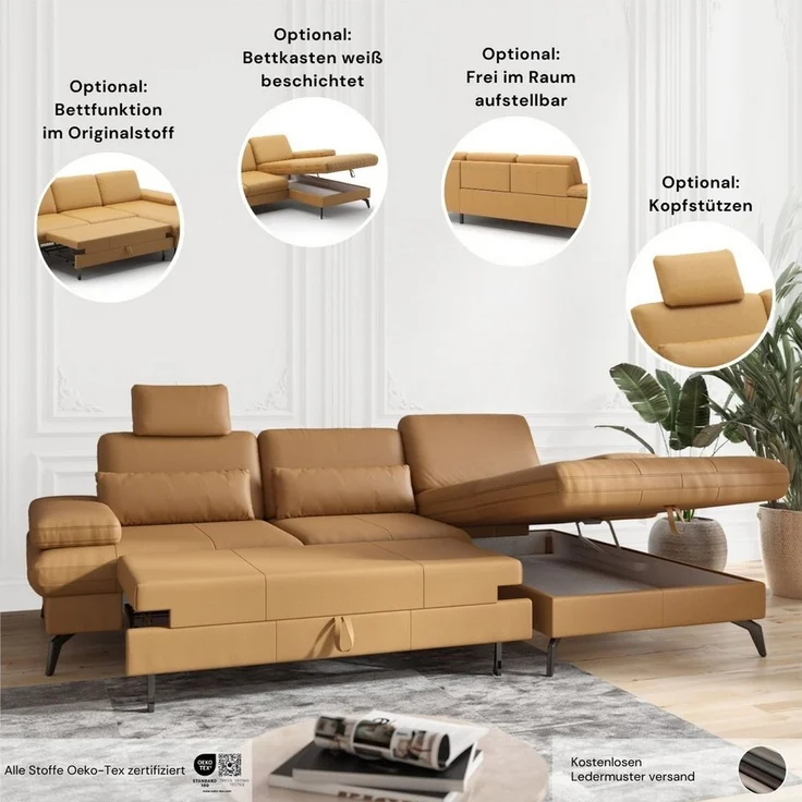 sit&more Wohnlandschaft Morris Jubi U-Form, B: 300 cm, mit Armteilfunktion & 1 Zierkissen, optional Bettfunktion – Bild 3