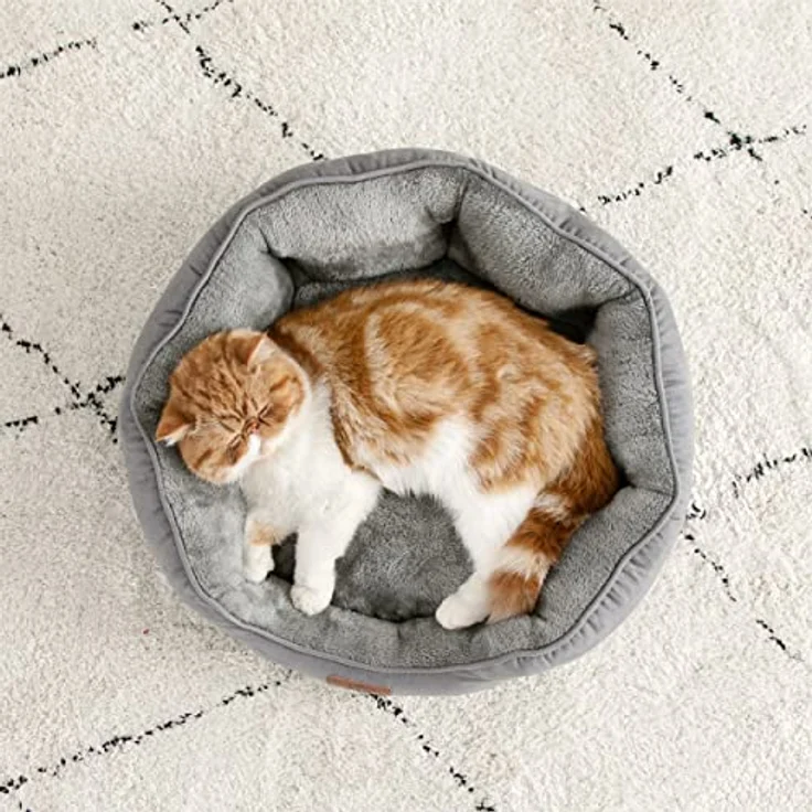 BEDSURE Katzenbett waschbar Katzen Bettchen - 51 x 48 x 15 cm Katzen Bett grau mit zweiseitig Innenkissen Katzenschlafplatz für Katzen oder kleine Hunde – Bild 4
