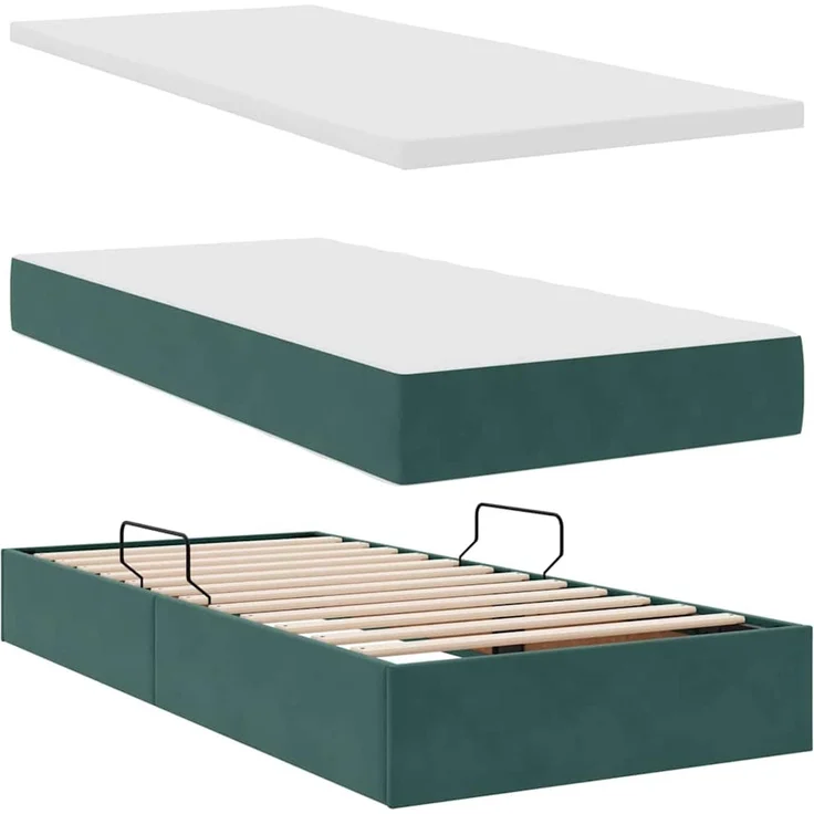 vidaXL Aufbewahrungsbett mit Matratze Dunkelgrün 100 x 200 cm Samt 3371952 – Bild 8