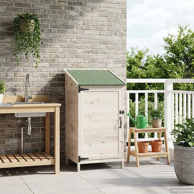 vidaXL Gartenschuppen Weiß 59 x 56 x 113,5 cm Massivholz aus Fichte 42033437 – Bild 3