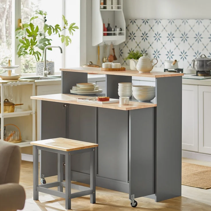 SoBuy FSB36-HG Kücheninsel, MDF, Melamin, Grau, 110 x 97 x 64 cm – Bild 1