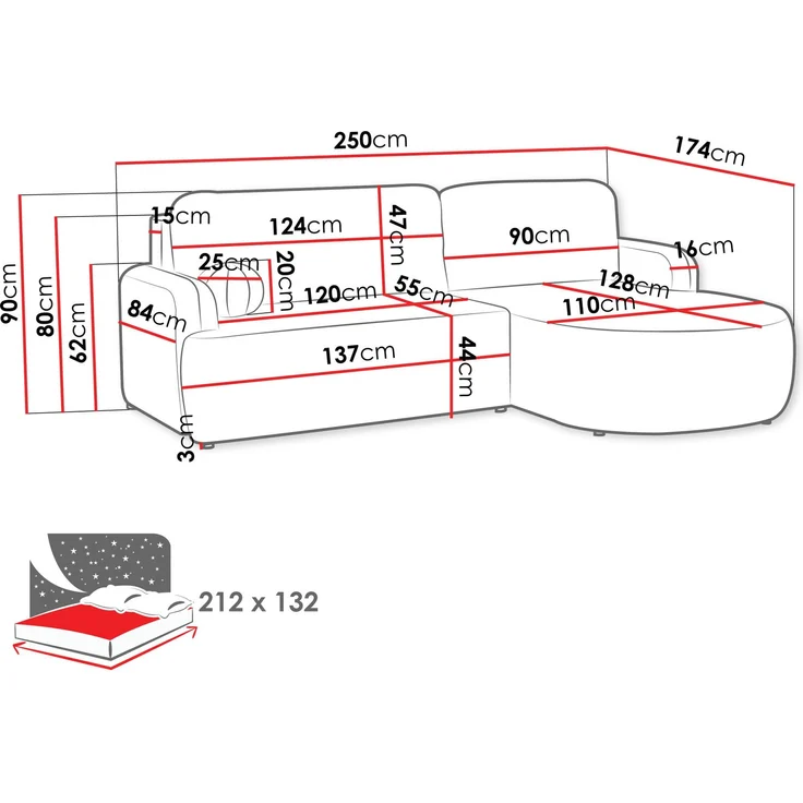 Ecksofa Loridu Cord (Farbe: Poso 14, Seite: Links) – Bild 7