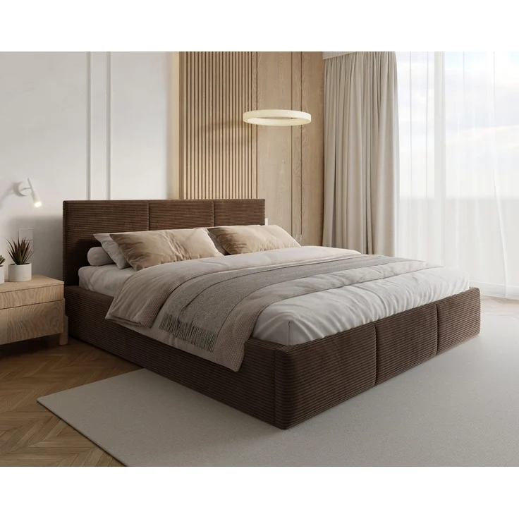 thematys Polsterbett mit Bettkasten & Lattenrost – Stauraumbett Cord 90x200cm, mit 23 cm Taschenfederkern-Matratze H2, Braun, Art.-Nr. S05EG0T8XX6 – Bild 2