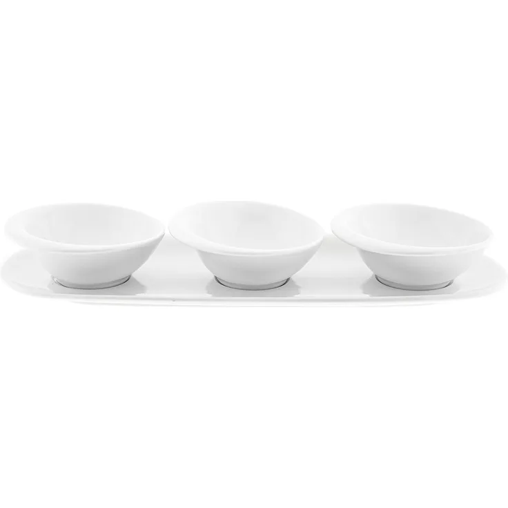 Mira 4-teiliges Snackschalen-Set mit Servierplatte, Weiß - modern & stilvoll