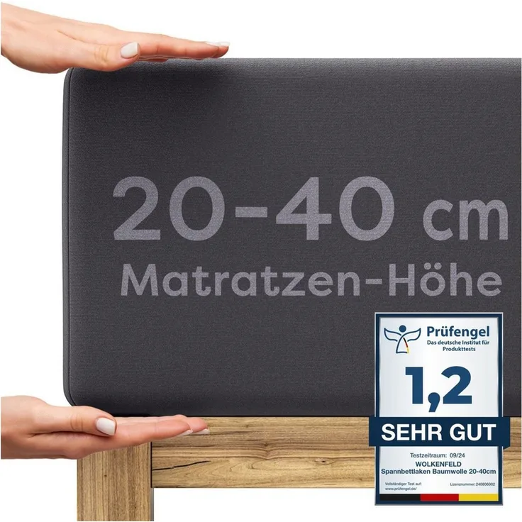 Wolkenfeld Spannbettlaken Boxspringbett Bettlaken - Spannbetttuch für Matratzen bis 40cm, 95% Baumwolle 5% Lycra, Gummizug: Starker & Flexibler Super-Stretch Gummizug für maximalen Halt, Elastisch & Rutschfest: 90x200, 140x200, 160x200, 180x200 & Überg...