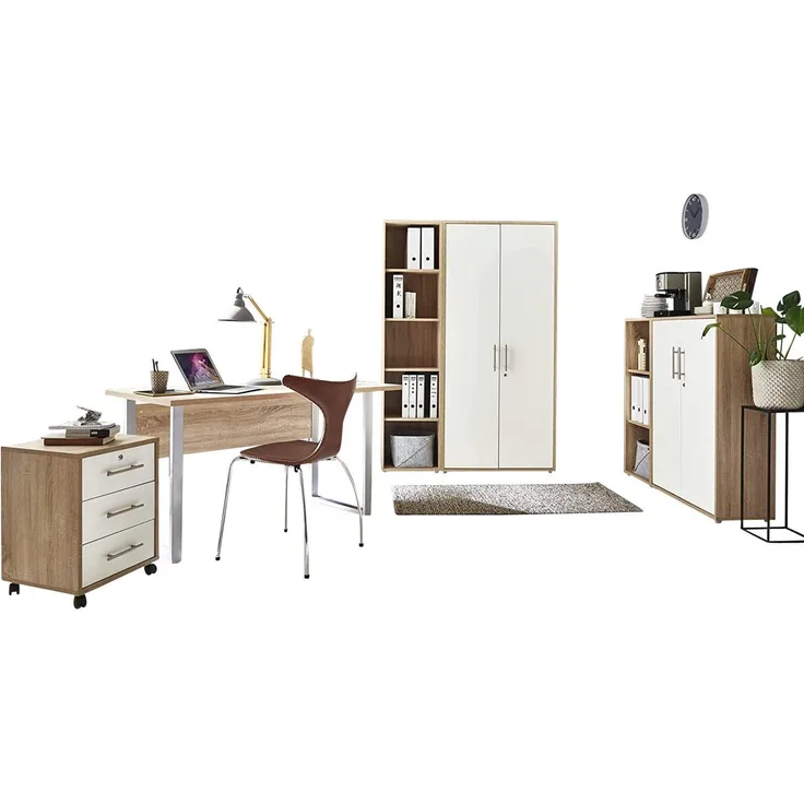 BMG Möbel Büromöbel-Set Office Edition Mini Set 1, (Büromöbel komplett Set, 6-tlg), ideal für Arbeitszimmer und Homeoffice