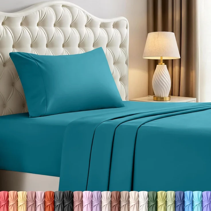 Utopia Bedding Bettwäsche-Set für Doppelbetten – 3-teiliges Bettwäsche-Set – gebürstete Mikrofaser – schrumpffrei und lichtbeständig – pflegeleicht (Doppelbett, Jeansblau) – Bild 1